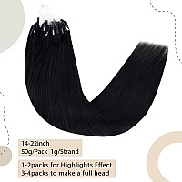 Easyouth Micro Beads Hair Extensions Human Hair Jet Black Micro Loop Human Hair Extensions Black Micro Links Hair Extensions For