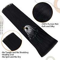 Easyouth Micro Beads Hair Extensions Human Hair Jet Black Micro Loop Human Hair Extensions Black Micro Links Hair Extensions For