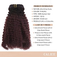 Caliee Afro Coily 3C And 4A Clip In Hair Extensions 100 Virgin Human Hair For Black Women Afro Kinky Curly Double Weft 7 Piece