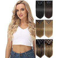 Yamel Remy Clip In Hair Extensions Human Hair 7Pcs 16 Clips Real Human Hair Extensions Clip Light Brown