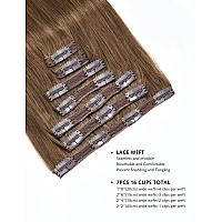 Yamel Remy Clip In Hair Extensions Human Hair 7Pcs 16 Clips Real Human Hair Extensions Clip Light Brown