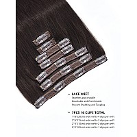 Yamel Remy Clip In Hair Extensions Human Hair 7Pcs 16 Clips Real Human Hair Extensions Clip Dark Brown