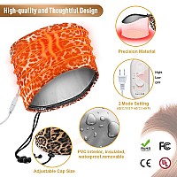 Hair Steamer Deep Conditioning Heat Cap Adjustable Hair Care Heating Cap with Intelligent Protection, Sturdy Material, and 2 Reusable Shower Caps, Gifts for Women (Leopard)