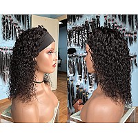 Sweetgirl Curly Headband Wig Human Hair Wigs For Black Women Water Wave Headband Wigs Human Hair Half Wig With Headband Attached