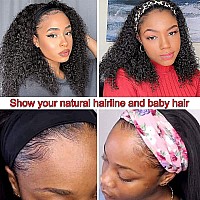 Sweetgirl Curly Headband Wig Human Hair Wigs For Black Women Water Wave Headband Wigs Human Hair Half Wig With Headband Attached