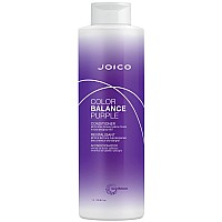 Joico Color Balance Purple Conditioner | For Cool Blonde, Gray Hair | Eliminate Brassy Yellow Tones | Boost Color Vibrancy & Shine | UV Protection | With Rosehip Oil & Green Tea Extract | 33.8 Fl Oz