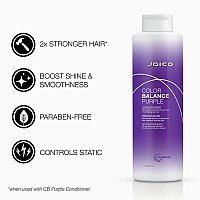 Joico Color Balance Purple Conditioner | For Cool Blonde, Gray Hair | Eliminate Brassy Yellow Tones | Boost Color Vibrancy & Shine | UV Protection | With Rosehip Oil & Green Tea Extract | 33.8 Fl Oz