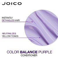 Joico Color Balance Purple Conditioner | For Cool Blonde, Gray Hair | Eliminate Brassy Yellow Tones | Boost Color Vibrancy & Shine | UV Protection | With Rosehip Oil & Green Tea Extract | 33.8 Fl Oz