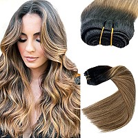 Sew In Hair Extensions Real Humana Hair Ombre Hair Extensions Brown And Blonde Balayage Weft Hair Extensions Human Hair Handti