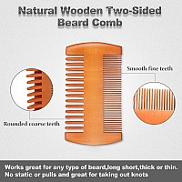 Natural Sandalwood Wooden Dual Action Beard And Mustache Comb Set With Leather Cases For Beards And Mustaches Black Yellow Br