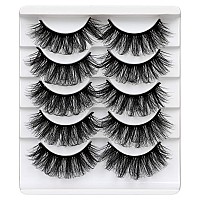 Alicrown Mink Lashes Faux Wispy Natural Volume Lashes Pack 5D Fluffy Crossed False Eyelashes Full Handmade 5 Pairs Lashes