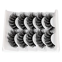 Alicrown Mink Lashes Faux Wispy Natural Volume Lashes Pack 5D Fluffy Crossed False Eyelashes Full Handmade 5 Pairs Lashes