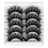 Alicrown Mink Lashes Faux Wispy Natural Volume Lashes Pack 5D Fluffy Crossed False Eyelashes Full Handmade 5 Pairs Lashes