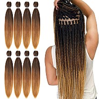 Pre Stretched Braiding Hair 30 Inch 8 Packs Professional Soft Yaki Braiding Hair For Braids Hot Water Setting Synthetic Crochet Hair Extensions (30 Inch (Pack Of 8), 1B30/27)