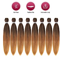 Pre Stretched Braiding Hair 30 Inch 8 Packs Professional Soft Yaki Braiding Hair For Braids Hot Water Setting Synthetic Crochet Hair Extensions (30 Inch (Pack Of 8), 1B30/27)