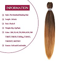 Pre Stretched Braiding Hair 30 Inch 8 Packs Professional Soft Yaki Braiding Hair For Braids Hot Water Setting Synthetic Crochet Hair Extensions (30 Inch (Pack Of 8), 1B30/27)