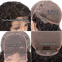 Deep Wave Lace Front Wigs Human Hair for Black Women Glueless Wigs Human Hair Pre Plucked Wet and Wavy Lace Front Wig Human Hair Natural Hairline with Baby Hair 150% Density Unprocessed Virgin Remy Closure Wigs Human Hair Wigs 24 inch 4X4 Deep Curly Lace 