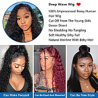 Deep Wave Lace Front Wigs Human Hair for Black Women Glueless Wigs Human Hair Pre Plucked Wet and Wavy Lace Front Wig Human Hair Natural Hairline with Baby Hair 150% Density Unprocessed Virgin Remy Closure Wigs Human Hair Wigs 24 inch 4X4 Deep Curly Lace 