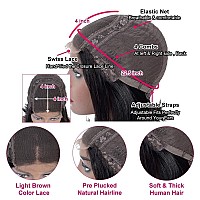 BINF Loose Deep Wave Wig Closure Loose Wave Lace Front Wigs Human Hair Wig for Women 24 Inch 4x4 Loose Wave Wig Pre Plucked Natural Black Color Swiss Lace 150% Density