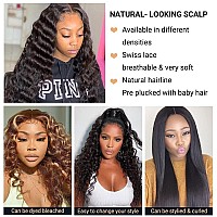 BINF Loose Deep Wave Wig Closure Loose Wave Lace Front Wigs Human Hair Wig for Women 24 Inch 4x4 Loose Wave Wig Pre Plucked Natural Black Color Swiss Lace 150% Density