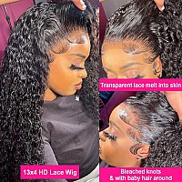 Pizazz 13X4 Hd Transparent Lace Front Wigs Human Hair Pre Plucked Bleached Knots With Baby Hair 12A 180 Density Brazilian Deep W