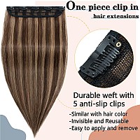 Snoilite Clip In Human Hair Extensions Balayage Clip In Hair Extensons 100 Real Human Hair One Piece5 Clips 34 Full Headthi