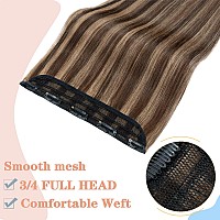 Snoilite Clip In Human Hair Extensions Balayage Clip In Hair Extensons 100 Real Human Hair One Piece5 Clips 34 Full Headthi