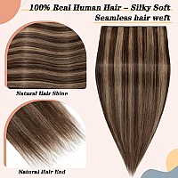 Snoilite Clip In Human Hair Extensions Balayage Clip In Hair Extensons 100 Real Human Hair One Piece5 Clips 34 Full Headthi