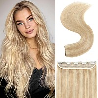 Snoilite Clip In Human Hair Extensions Clip In Hair Extensons 100 Real Human Hair One Piece5 Clips 34 Full Headthicker Hair