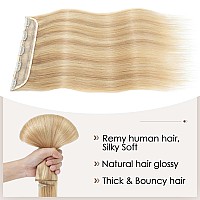 Snoilite Clip In Human Hair Extensions Clip In Hair Extensons 100 Real Human Hair One Piece5 Clips 34 Full Headthicker Hair