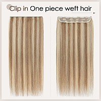 Snoilite Clip In Human Hair Extensions Balayage Clip In Hair Extensons 100 Real Human Hair One Piece5 Clips 34 Full Headthi