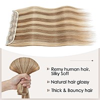 Snoilite Clip In Human Hair Extensions Balayage Clip In Hair Extensons 100 Real Human Hair One Piece5 Clips 34 Full Headthi