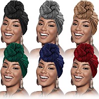 Satinior 6 Pcs Head Wrap Scarf Turban Long Hair Scarf Soft Stretch Headwrap Solid Color Turban Tie Headband For Women Girls