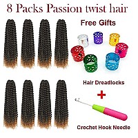 8 Packs Passion Twist Hair 14 Inch Passion Twist Crochet Hair For Black Women Water Wave Crochet Braiding Hair Extensions (14 inch, 1B/27)