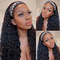 Headband Wig Human Hair Water Wave Headband Wigs For Black Women Glueless Curly Wave Wet And Wavy Headband Wigs Human Hair 10A N