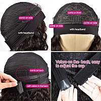 Headband Wig Human Hair Water Wave Headband Wigs For Black Women Glueless Curly Wave Wet And Wavy Headband Wigs Human Hair 10A N