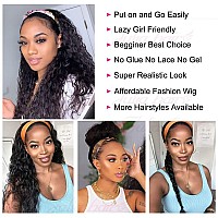 Headband Wig Human Hair Water Wave Headband Wigs For Black Women Glueless Curly Wave Wet And Wavy Headband Wigs Human Hair 10A N