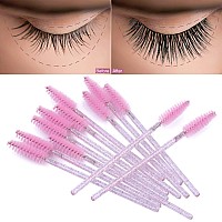 Tbestmax 500 Disposable Mascara Wands Eyelash Brush Spoolies For Eyebrow Eye Lash Extension Pink