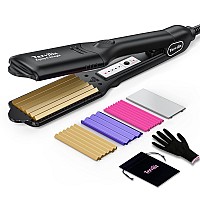 Terviiix Hair Crimper for Women with 4 Interchangeable Plates, Keratin & Argan Oil Infused Crimping Iron for Hair, Volumizing Crimper Hair Iron with 5 Heat Settings & 60 Min Auto Off