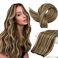 Full Shine Genius Weft Hair Extensions Straight Human Hair Weft Extensions Sew In Hand Tied Extensions Real Soft Hair Color Medi