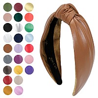 Yetasi Headbands For Women Brown Knotted Headband Is A Fashion Head Band Faux Leather Knot Headbands Are Top Knot Womens Headba