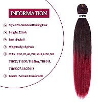 Pre Stretched Braiding Hair 22 Inch 8 Packs Professional Soft Yaki Braiding Hair For Braids Hot Water Setting Synthetic Crochet