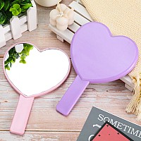 Jetec 2 Pieces Heart Shaped Handheld Mirrors Travel Makeup Mirrors Mini Cosmetic Mirror With Handle Small Heart Mirrors Decorati