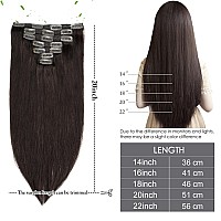 14 Inch Clip In Hair Extensions Real Human Hair 110G 7 Pieces 16 Clips Dark Brown 2 Double Weft Human Hair Clip In Extensions S