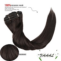 14 Inch Clip In Hair Extensions Real Human Hair 110G 7 Pieces 16 Clips Dark Brown 2 Double Weft Human Hair Clip In Extensions S