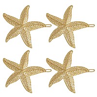 AUEAR, 4 Pack Starfish Hair Clips Bridal Hairpin Metal Hair Pins Sea Star Hair Clip Pretty Beach Hair Pin for Wedding Women Girls Barrettes Styling Hair Mermaid Accessories Valentine's