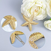 AUEAR, 4 Pack Starfish Hair Clips Bridal Hairpin Metal Hair Pins Sea Star Hair Clip Pretty Beach Hair Pin for Wedding Women Girls Barrettes Styling Hair Mermaid Accessories Valentine's