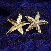 AUEAR, 4 Pack Starfish Hair Clips Bridal Hairpin Metal Hair Pins Sea Star Hair Clip Pretty Beach Hair Pin for Wedding Women Girls Barrettes Styling Hair Mermaid Accessories Valentine's