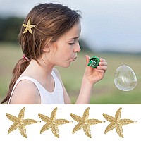 AUEAR, 4 Pack Starfish Hair Clips Bridal Hairpin Metal Hair Pins Sea Star Hair Clip Pretty Beach Hair Pin for Wedding Women Girls Barrettes Styling Hair Mermaid Accessories Valentine's