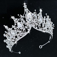 Cocide Silver Crown For Women Baroque Queen Crown And Tiara For Women Crystal Headband Mermaid Crown Princess Tiaras Hair Access